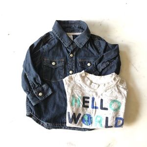 GAP Shirts & Tops - Gap baby denim button up and t-shirt GAP Shirts & Tops - Gap baby denim button up and t-shirt
